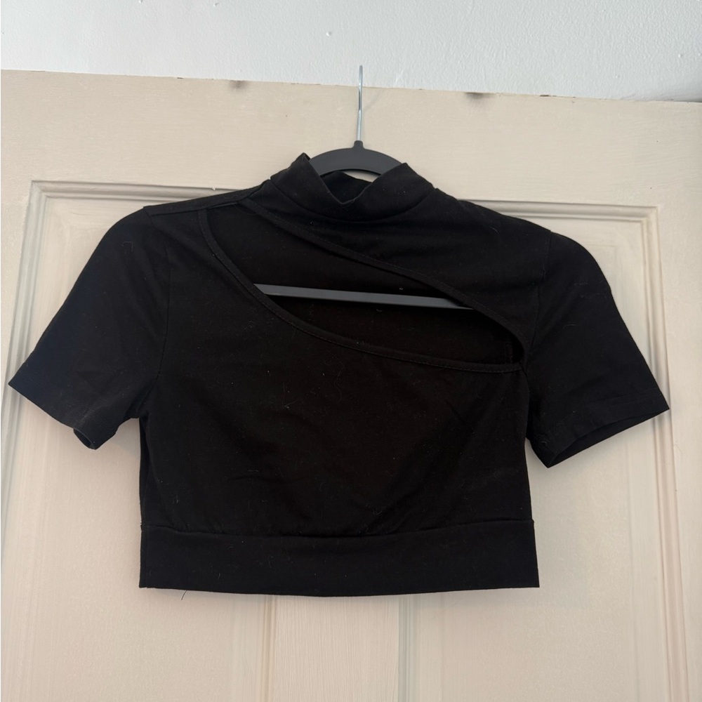 Princess Polly Black Asymmetrical Crop Top